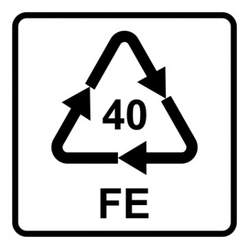 Aufkleber Recycling Code 40 · FE · Eisen/Stahl | viereckig · weiß | stark haftend
