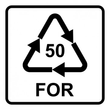 Schild Recycling Code 50 · FOR · Holz | viereckig · weiß | selbstklebend