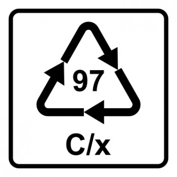 Aufkleber Recycling Code 97 · C/x · Verbund Glas mit Weißblech | viereckig · weiß
