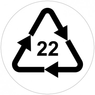 Aufkleber Recycling Code 22 · PAP · Papier | rund · weiß | stark haftend