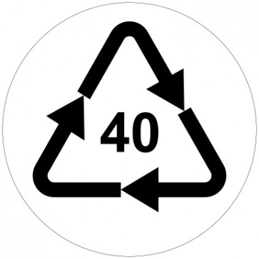 Aufkleber Recycling Code 40 · FE · Eisen/Stahl | rund · weiß
