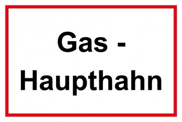 Schild Gas-Haupthahn rot · weiß 