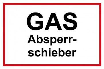 Schild GAS-Absperrschieber rot · weiß | selbstklebend