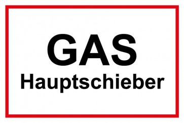 Schild GAS-Hauptschieber rot · weiß | selbstklebend