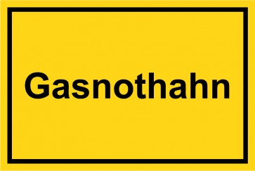 Schild Gasnothahn schwarz · gelb | selbstklebend