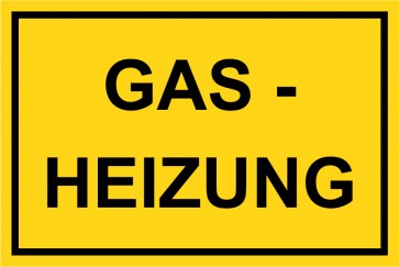Schild GAS-HEIZUNG schwarz · gelb | selbstklebend