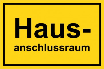 Schild Haus-Anschlussraum schwarz · gelb 