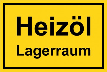 Schild Heizöl-Lagerraum schwarz · gelb 