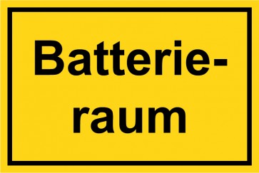 Schild Batterieraum schwarz · gelb 
