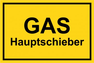 Magnetschild GAS-Hauptschieber schwarz · gelb 