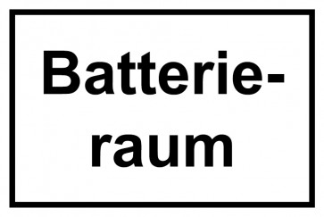 Schild Batterieraum schwarz · weiss 