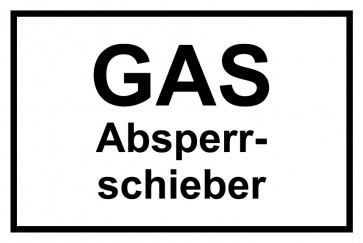 Aufkleber GAS-Absperrschieber schwarz · weiss 