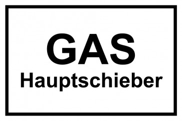 Schild GAS-Hauptschieber schwarz · weiss 