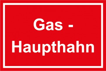 Schild Gas-Haupthahn weiss · rot 