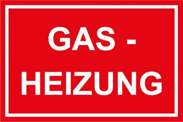 Schild GAS-HEIZUNG weiss · rot | selbstklebend