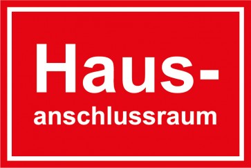 Schild Haus-Anschlussraum weiss · rot 