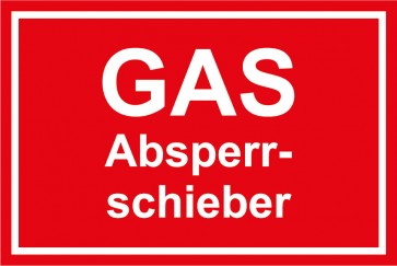 Schild GAS-Absperrschieber weiss · rot | selbstklebend