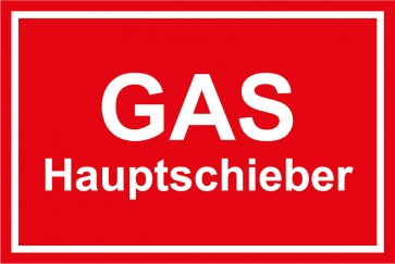 Schild GAS-Hauptschieber weiss · rot | selbstklebend