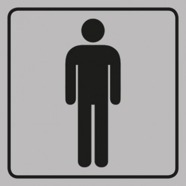 WC Toiletten Schild | Herren | viereckig · grau