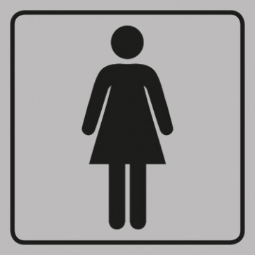 WC Toiletten Aufkleber Damen | viereckig · grau | stark haftend