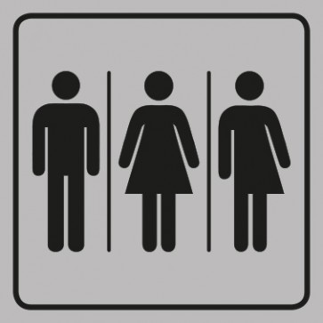 WC Toiletten Aufkleber Herren · Damen · Transgender | viereckig · grau | stark haftend