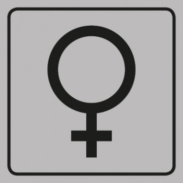 WC Toiletten Schild | Symbol Frau | viereckig · grau · selbstklebend