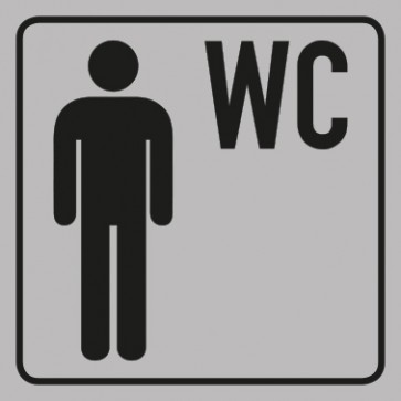 WC Toiletten Schild | Herren WC | viereckig · grau · selbstklebend