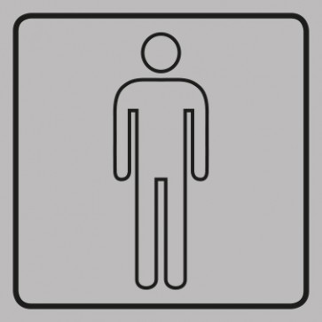 WC Toiletten Schild | Herren outline | viereckig · grau · selbstklebend
