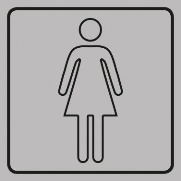 WC Toiletten Schild | Damen outline | viereckig · grau · selbstklebend