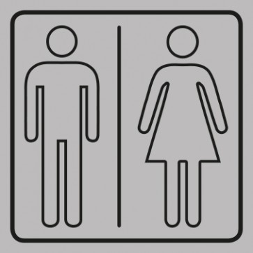 WC Toiletten Aufkleber Herren · Damen outline | viereckig · grau | stark haftend