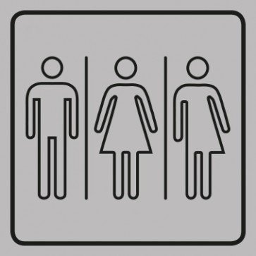 WC Toiletten Schild | Herren · Damen · Transgender outline | viereckig · grau
