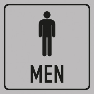 WC Toiletten Schild | Piktogramm Men | viereckig · grau · selbstklebend