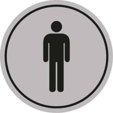 WC Toiletten Schild | Herren | rund · grau · selbstklebend