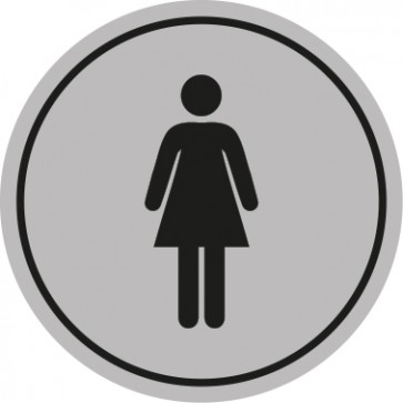 WC Toiletten Aufkleber Damen | rund · grau | stark haftend