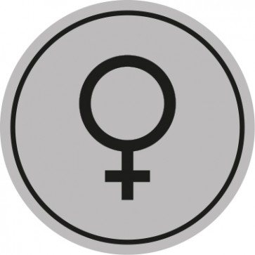 WC Toiletten Aufkleber | Symbol Frau | rund · grau