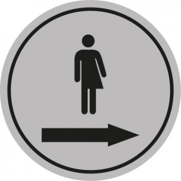 WC Toiletten Schild | Piktogramm Transgender Pfeil rechts | rund · grau · selbstklebend