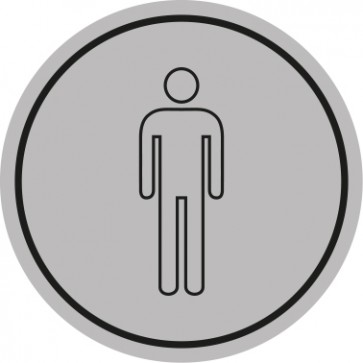 WC Toiletten Magnetschild | Herren outline  | rund · grau