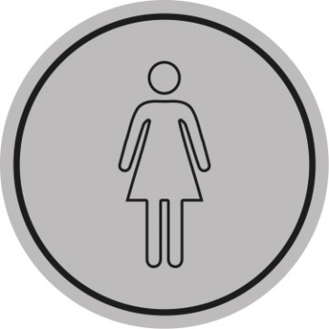 WC Toiletten Schild | Damen outline | rund · grau · selbstklebend