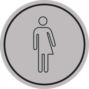 WC Toiletten Magnetschild | Transgender outline  | rund · grau