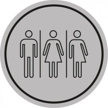WC Toiletten Aufkleber | Herren · Damen · Transgender outline | rund · grau