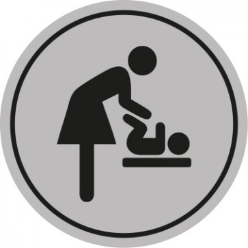 WC Toiletten Magnetschild | Wickeltisch · Wickelraum  | rund · grau