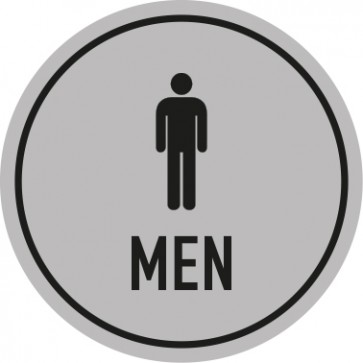 WC Toiletten Schild | Piktogramm Men | rund · grau