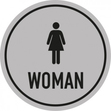 WC Toiletten Schild | Piktogramm Woman | rund · grau · selbstklebend