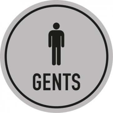 WC Toiletten Magnetschild | Piktogramm Gents  | rund · grau