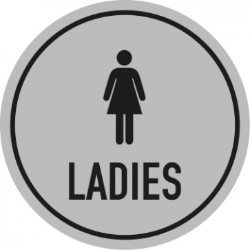 WC Toiletten Schild | Piktogramm Ladies | rund · grau · selbstklebend