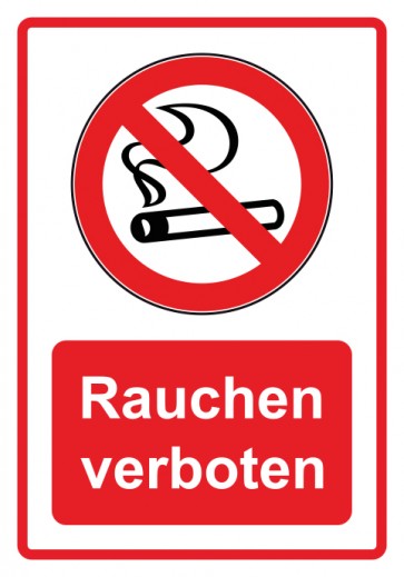 Schild Verbotszeichen Piktogramm & Text deutsch · Rauchen verboten · rot | selbstklebend (Verbotsschild)