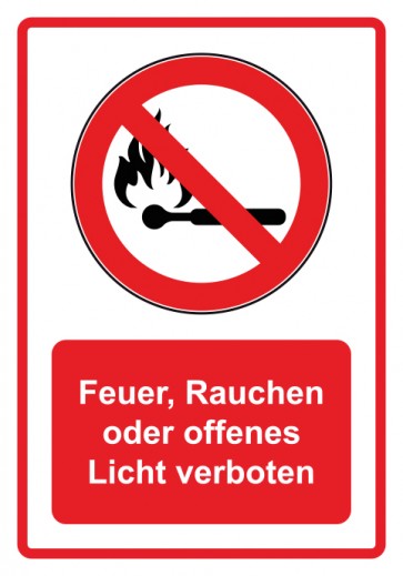 Magnetschild Verbotszeichen Piktogramm & Text deutsch · Feuer Rauchen und offenes Licht verboten · rot (Verbotsschild magnetisch · Magnetfolie)