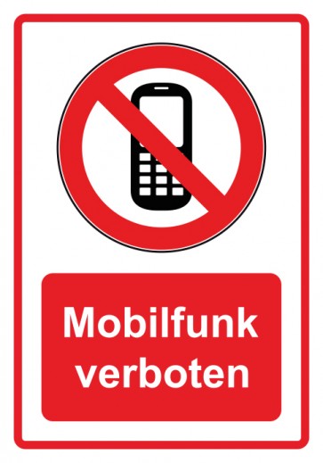Schild Verbotszeichen Piktogramm & Text deutsch · Mobilfunk verboten · rot | selbstklebend (Verbotsschild)