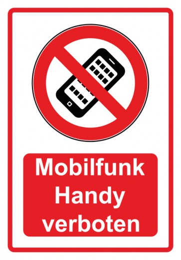 Aufkleber Verbotszeichen Piktogramm & Text deutsch · Mobilfunk Handy verboten · rot | stark haftend (Verbotsaufkleber)