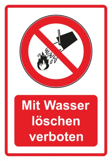 Aufkleber Verbotszeichen Piktogramm & Text deutsch · Mit Wasser löschen verboten · rot (Verbotsaufkleber)